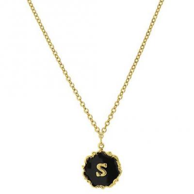 Necklace Gold-Dipped Black Enamel Initial S.JPG